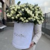 51 кустовая белая роза Сноуфлейк в бархатной коробке